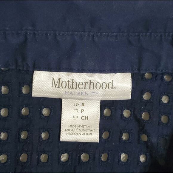 Motherhood Maternity Blue Button-Up Sleeveless Eyelet Dress, Size Small - Picture 3 of 9